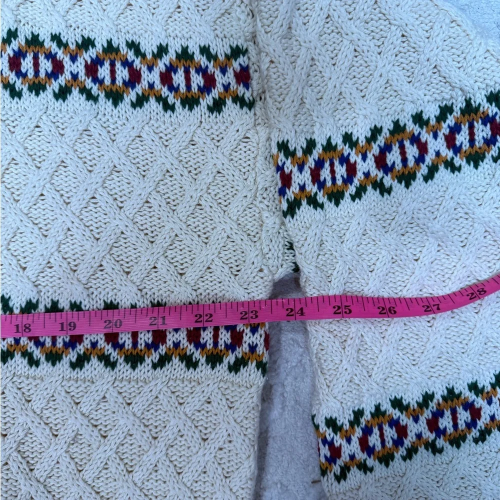 Vintage Eddie Bauer Nordic Fair Isle Sweater‎ Mens L XL Cream Cotton Fisherman - Picture 5 of 6